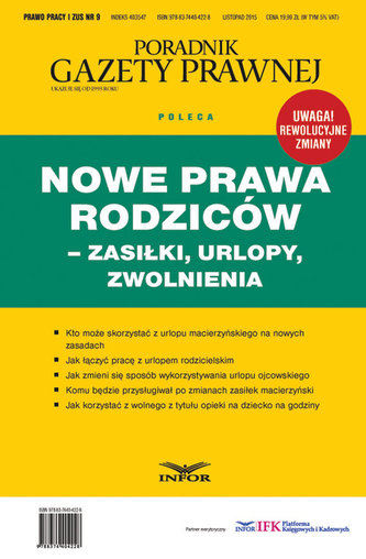 Nowe prawa rodziców - zasiłki, urlopy, zwolnienia