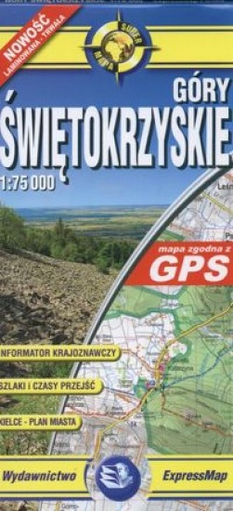 Mapa turystyczna. Góry Świętokrzyskie.  1:75 000  Laminowana
