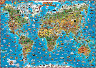 Mapa - Świat ścienna. Dla dzieci   Tuba