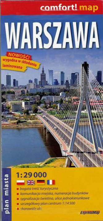 Plan Miasta. Warszawa. Laminowana mapa miasta 1:29 000