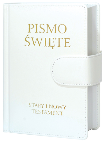 PISMO ŚWIĘTE STARY I NOWY TESTAMENT B5  BIAŁA OPRAWA SKÓROPODOBNA Z MAGNESEM