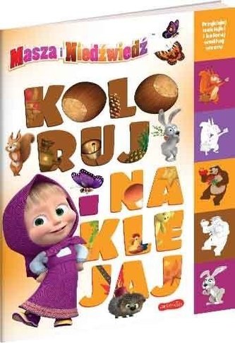 Masza i Niedźwiedź. Koloruj i naklejaj