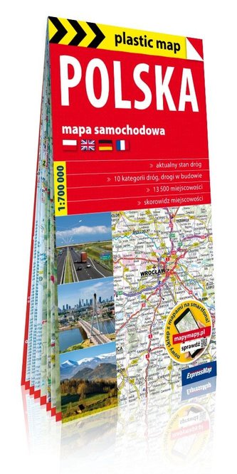 Plastic map Polska 1:700 000 mapa samochodowa