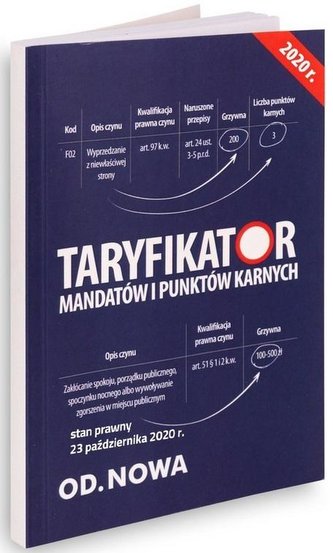 Taryfikator mandatów i punktów karnych 2020