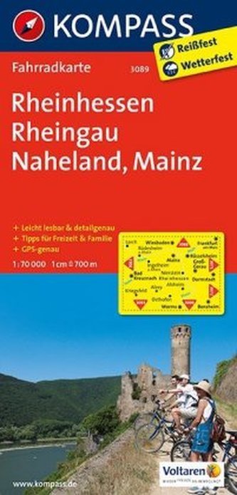 Kompass Fahrradkarte Rheinhessen, Rheingau, Naheland, Mainz