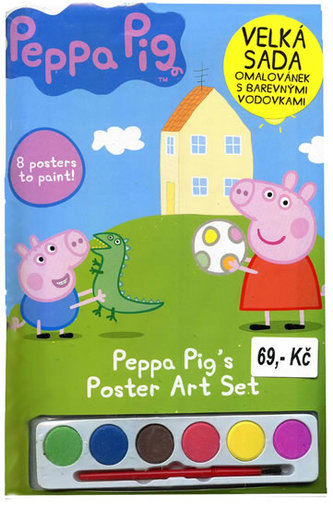 Omalovánky Prasátko Peppa A4 - Velká sada omalovánek s barevnými vodovkami