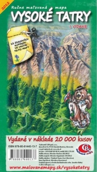 Ručne maľovaná mapa Vysoké Tatry