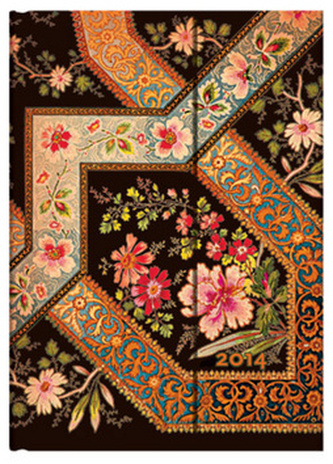 Diář 2014 - Filigree Floral Ebony midi (12-měsíční verso Week-at-a-Time)