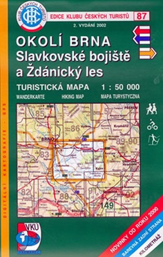 Okolí Brna, Slavkovské bojiště a Ždánický les - Turistická mapa - edice Klub českých turistů 87