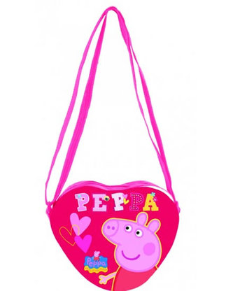 Kabelka ve tvaru srdíčka Prasátko Peppa - červená
