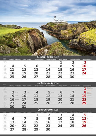 Kalendář nástěnný 2016 - Pobřeží - tříměsíční