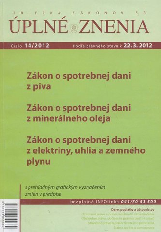 UZZ 14/2012 Zákon o spotrebnej dani z piva