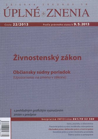 UZZ 22/2013 Živnostenský zákon