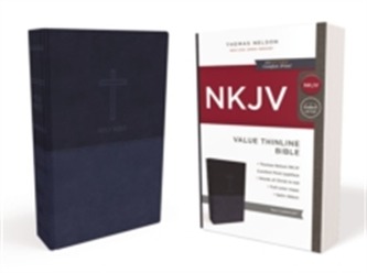 NKJV, Value Thinline Bible, Standard Print, Leathersoft, Blue, Red Letter Edition, Comfort Print