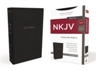 NKJV, Thinline Bible, Standard Print, Leathersoft, Black, Red Letter Edition, Comfort Print