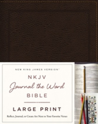 NKJV, Journal the Word Bible, Large Print, Bonded Leather, Brown, Red Letter Edition