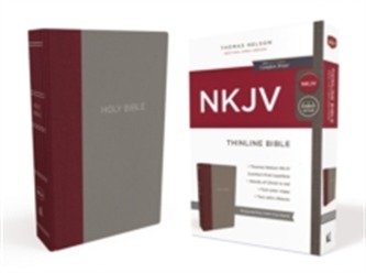 NKJV, Thinline Bible, Standard Print, Cloth over Board, Burgundy/Gray, Red Letter Edition, Comfort Print