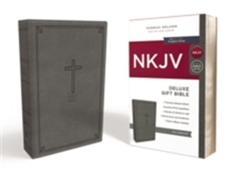 NKJV, Deluxe Gift Bible, Leathersoft, Gray, Red Letter Edition, Comfort Print