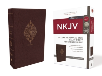 NKJV, Deluxe Reference Bible, Personal Size Giant Print, Leathersoft, Burgundy, Red Letter Edition, Comfort Print