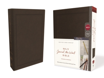 NKJV, Journal the Word Bible, Bonded Leather, Brown, Red Letter Edition, Comfort Print