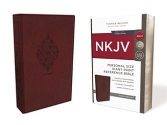 NKJV, Reference Bible, Personal Size Giant Print, Leathersoft, Burgundy, Red Letter Edition, Comfort Print