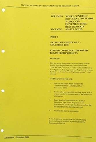 Manual of Contract Documents for Highway Works