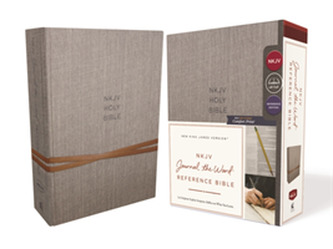 NKJV, Journal the Word Reference Bible, Cloth over Board, Gray, Red Letter Edition, Comfort Print