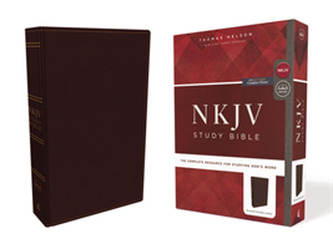 NKJV Study Bible, Premium Bonded Leather, Burgundy, Comfort Print