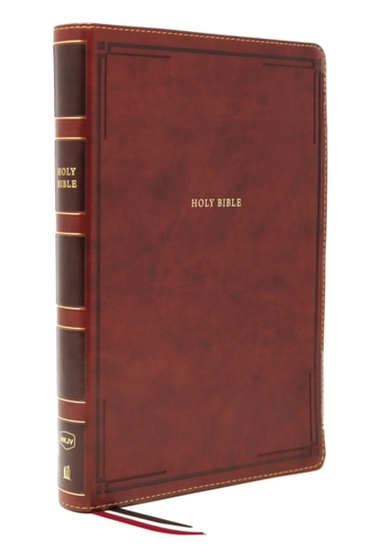 NKJV, Thinline Bible, Giant Print, Leathersoft, Brown, Red Letter, Comfort Print
