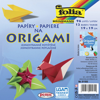 Papíry na origami: 96 listů ve 12 barvách jednostranně potištěných