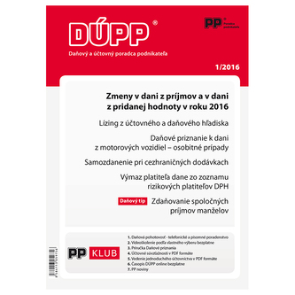 DUPP 1/2016 Zmeny v dani z prijmov a v dani z pridanej hodnoty v roku 2016