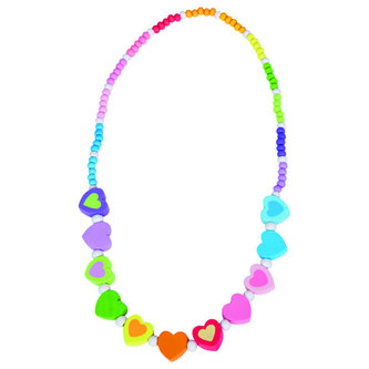 Náhrdelník duhový - Srdíčka