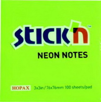 Samolepicí bloček Stick´n neonová zelená