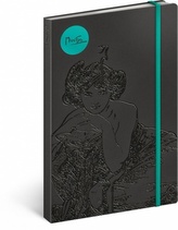 Notes - Alfons Mucha/Smaragd, linkovaný, 13 x 21 cm