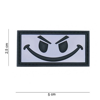 Gumová nášivka 101 Inc Evil Smiley - bílá