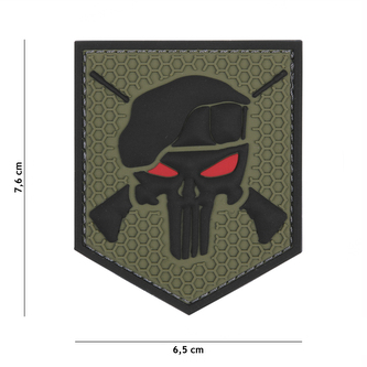 Gumová nášivka 101 Inc Punisher Commando - olivová