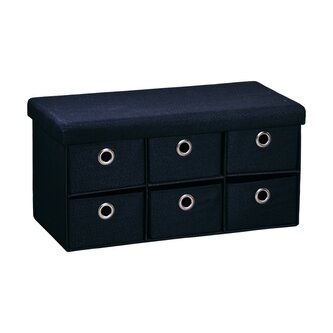 KESPER Lavice se sedákem a úložnými boxy, černá 76 x 38 x 38cm