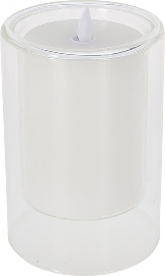 LED svíčka ve skle 10x15 cm bílá