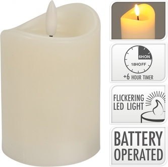 LED svíčka 10x7 cm s časovačem, barva slonová kost