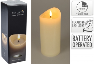 LED svíčka 20x7 cm s časovačem, barva slonová kost