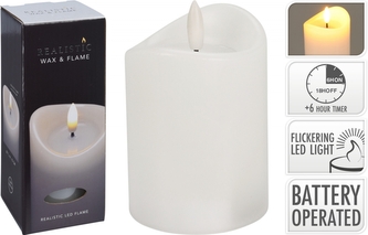 LED svíčka 15x7 cm, bílá s časovačem