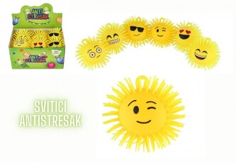 Míček chlupatý smajlík antistres. mačkací silikon 8cm na bat. se světlem mix druhů v sáčku (1 KS)