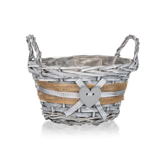 HOME DECOR Košík proutěný s uchy GRIS 19 x 11 cm, kulatý
