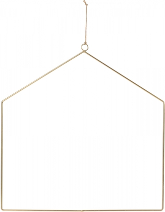 Hliníková dekorace domek zlatý 40x42x5 cm