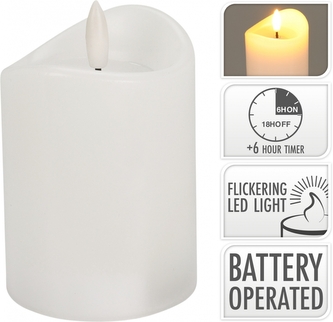LED svíčka 12,5x7 cm, bílá s časovačem