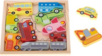 KIK Dřevěná skládačka - hlavolam Dopravní prostředky