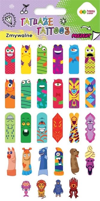 Tatuaże zmywalne Fingers Tattoo HAPPY COLOR