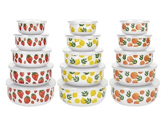 SMALTOVANÉ NÁDOBY 10-18CM -S DEKORACÍ