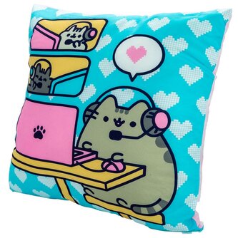 Polštář Pusheen: Chatování s přáteli online (40 x 40 cm)