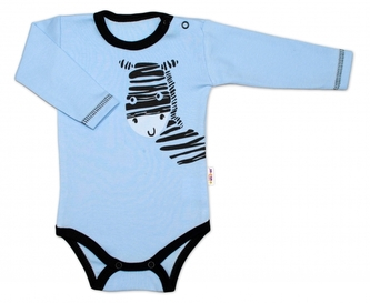 Baby Nellys Body dlouhý rukáv, modré, Zebra, vel. 62; 62 (2-3m)